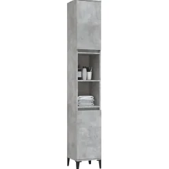 ZMH Armoire de salle de bain gris béton 30x30x190 cm