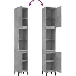 ZMH Armoire de salle de bain gris béton 30x30x190 cm