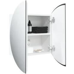 ZMH Armoire de salle de bain miroir rond et LED Blanc 47x47x17,5 cm