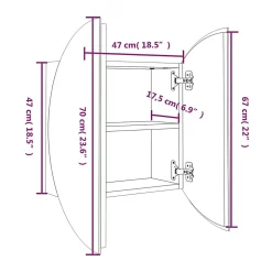 ZMH Armoire de salle de bain miroir rond et LED Blanc 47x47x17,5 cm