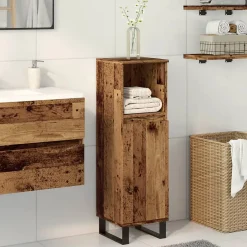 ZMH Armoire de salle de bain vieux bois 30x30x100cm bois ingénierie