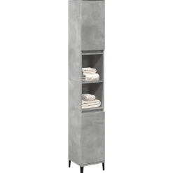 ZMH Armoire de salle de bain gris béton 30x30x190 cm