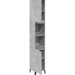 ZMH Armoire de salle de bain gris béton 30x30x190 cm