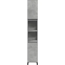 ZMH Armoire de salle de bain gris béton 30x30x190 cm