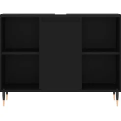 ZMH Armoire de salle de bain noir 80x33x60 cm bois d'ingénierie