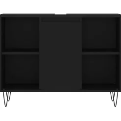 ZMH Armoire de salle de bain noir 80x33x60 cm bois d'ingénierie
