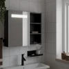 ZMH Armoire de salle de bain à miroir avec LED noir 60x13x52 cm