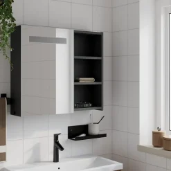 ZMH Armoire de salle de bain à miroir avec LED noir 60x13x52 cm