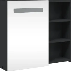 ZMH Armoire de salle de bain à miroir avec LED noir 60x13x52 cm