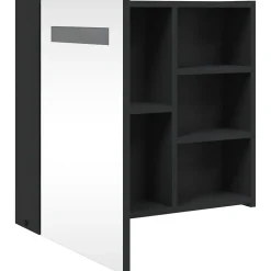 ZMH Armoire de salle de bain à miroir avec LED noir 60x13x52 cm