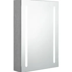 ZMH Armoire de salle de bain à miroir LED gris béton 50x13x70 cm