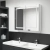 ZMH Armoire de salle de bain à miroir LED Blanc brillant 80x12x68cm