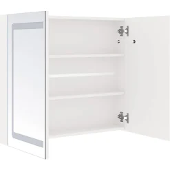 ZMH Armoire de salle de bain à miroir LED Blanc brillant 80x12x68cm