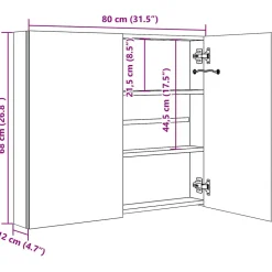 ZMH Armoire de salle de bain à miroir LED Blanc brillant 80x12x68cm