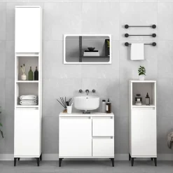 ZMH Armoire de salle de bain blanc 30x30x190 cm bois d'ingénierie