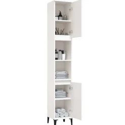 ZMH Armoire de salle de bain blanc 30x30x190 cm bois d'ingénierie