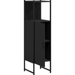 ZMH Armoire de salle de bain noir 33x33x120,5 cm bois d'ingénierie