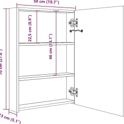 ZMH Armoire de salle de bain à miroir LED 50x13x70 cm