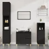 ZMH Armoire de salle de bain noir 65x33x60 cm bois d'ingénierie