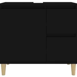 ZMH Armoire de salle de bain noir 65x33x60 cm bois d'ingénierie