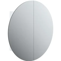 ZMH Armoire de salle de bain miroir rond et LED Blanc 54x54x17,5 cm