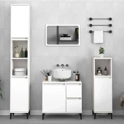 ZMH Armoire de salle de bain blanc 65x33x60 cm bois d'ingénierie