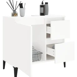 ZMH Armoire de salle de bain blanc 65x33x60 cm bois d'ingénierie
