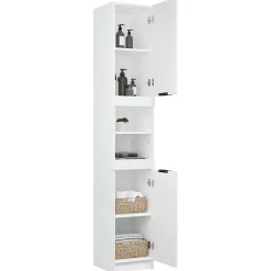 ZMH Armoire de salle de bain blanc 32x34x188,5 cm bois d'ingénierie
