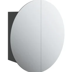 ZMH Armoire de salle de bain miroir rond et LED Noir 47x47x17,5 cm