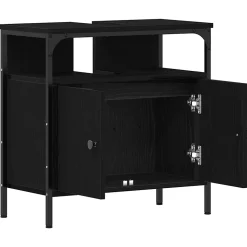 ZMH Armoire lavabo de salle de bain chêne noir 60x30x60 cm