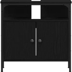 ZMH Armoire lavabo de salle de bain chêne noir 60x30x60 cm