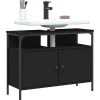 ZMH Armoire lavabo de salle de bain noir 80x30x60 cm