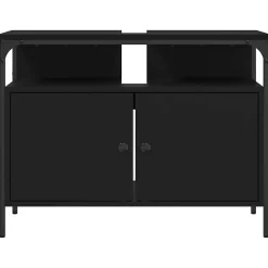 ZMH Armoire lavabo de salle de bain noir 80x30x60 cm