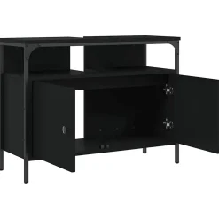ZMH Armoire lavabo de salle de bain noir 80x30x60 cm