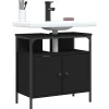 ZMH Armoire lavabo de salle de bain noir 60x30x60 cm