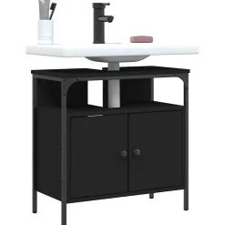 ZMH Armoire lavabo de salle de bain noir 60x30x60 cm