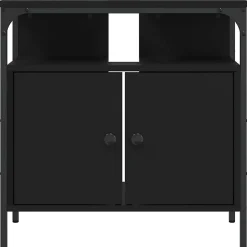 ZMH Armoire lavabo de salle de bain noir 60x30x60 cm