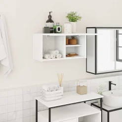 ZMH Armoire murale de bain blanc 60x25x30 cm bois d'ingénierie
