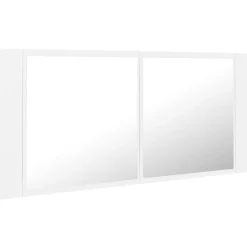 ZMH Armoire salle de bain à miroir LED Blanc 100x12x45 cm Acrylique