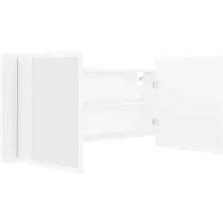 ZMH Armoire salle de bain à miroir LED Blanc 100x12x45 cm Acrylique