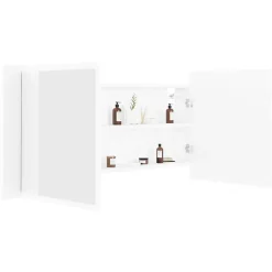 ZMH Armoire salle de bain à miroir LED Blanc 100x12x45 cm Acrylique