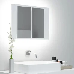 ZMH Armoire salle de bain à miroir LED Blanc 60x12x45 cm Acrylique