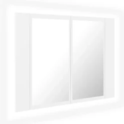 ZMH Armoire salle de bain à miroir LED Blanc 60x12x45 cm Acrylique