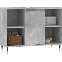 ZMH Armoire salle de bain gris béton 80x33x60cm bois d'ingénierie
