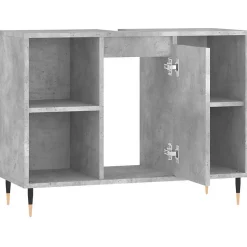 ZMH Armoire salle de bain gris béton 80x33x60cm bois d'ingénierie