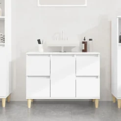 ZMH Meuble d'évier blanc 80x33x60 cm bois d'ingénierie