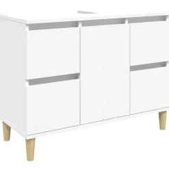 ZMH Meuble d'évier blanc 80x33x60 cm bois d'ingénierie