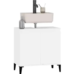 ZMH Meuble d'évier blanc 58x33x60 cm bois d'ingénierie
