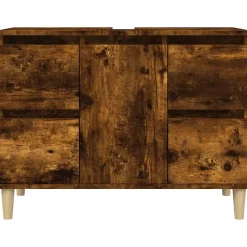 ZMH Meuble d'évier chêne fumé 80x33x60 cm bois d'ingénierie