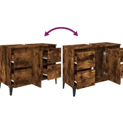 ZMH Meuble d'évier chêne fumé 80x33x60 cm bois d'ingénierie